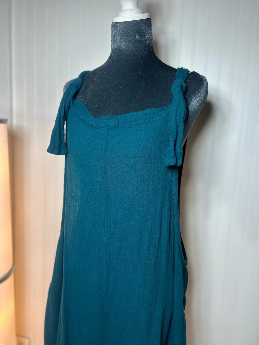 Teal Tie-Shoulder jumpsuit cotton - Picture 4 of 6